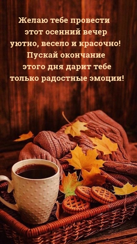 Желаю тебе провести этот осенний вечер уютно, весело и красочно!