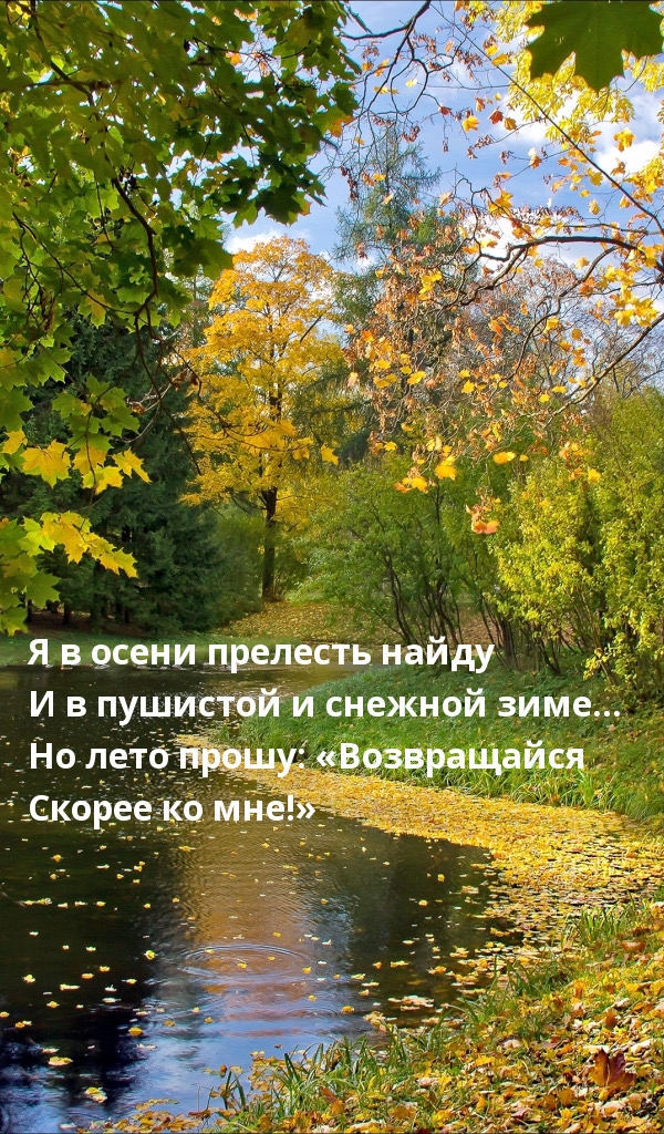Но лето прошу: «Возвращайся Скорее ко мне!»