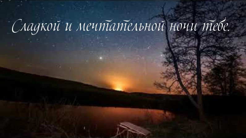 Сладкой и мечтательной ночи тебе.