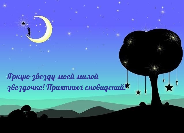 Яркую звезду моей милой звездочке! Приятных сновидений!