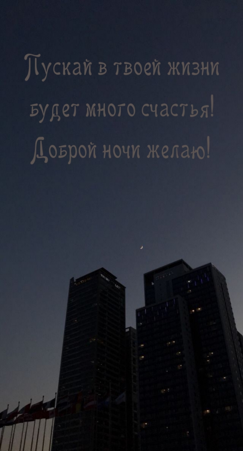 Пускай в твоей жизни будет много счастья! Доброй ночи желаю!