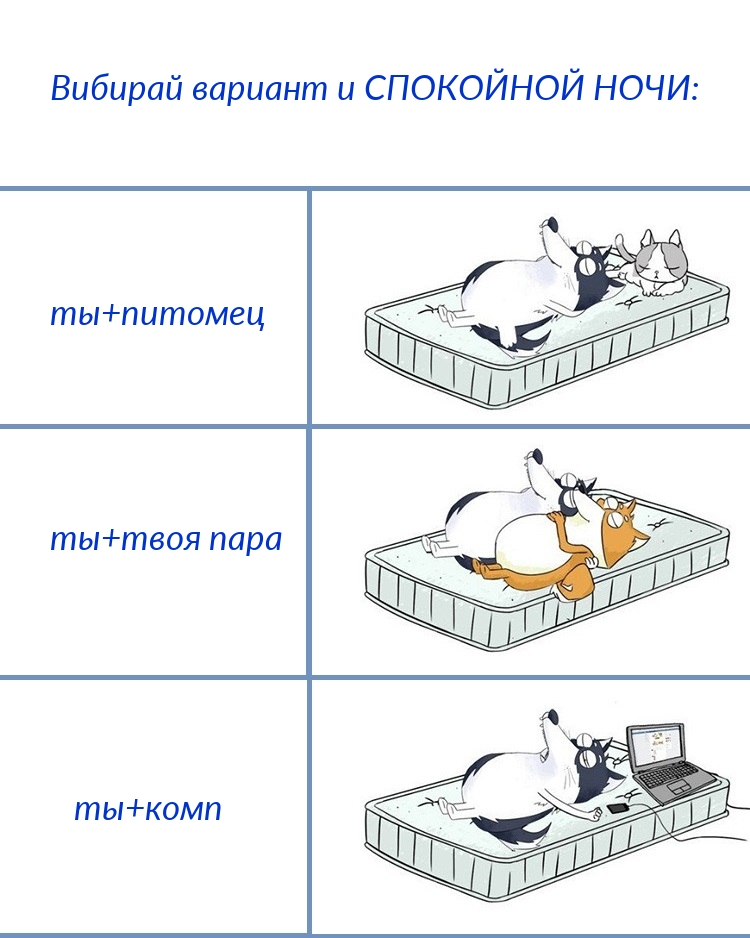Вибирай вариант и СПОКОЙНОЙ НОЧИ