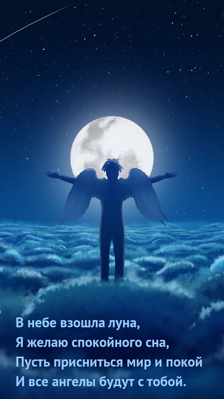 В небе взошла луна, я желаю спокойного сна