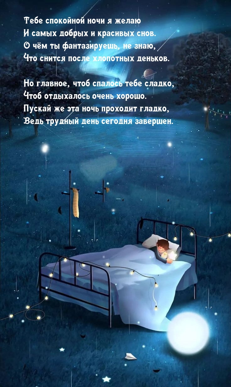 Спокойной ночи я желаю И самых добрых и красивых снов.