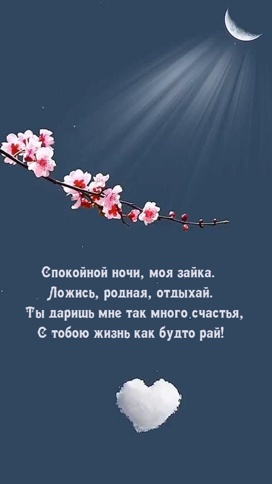 Спокойной ночи, моя зайка. Ложись, родная, отдыхай.