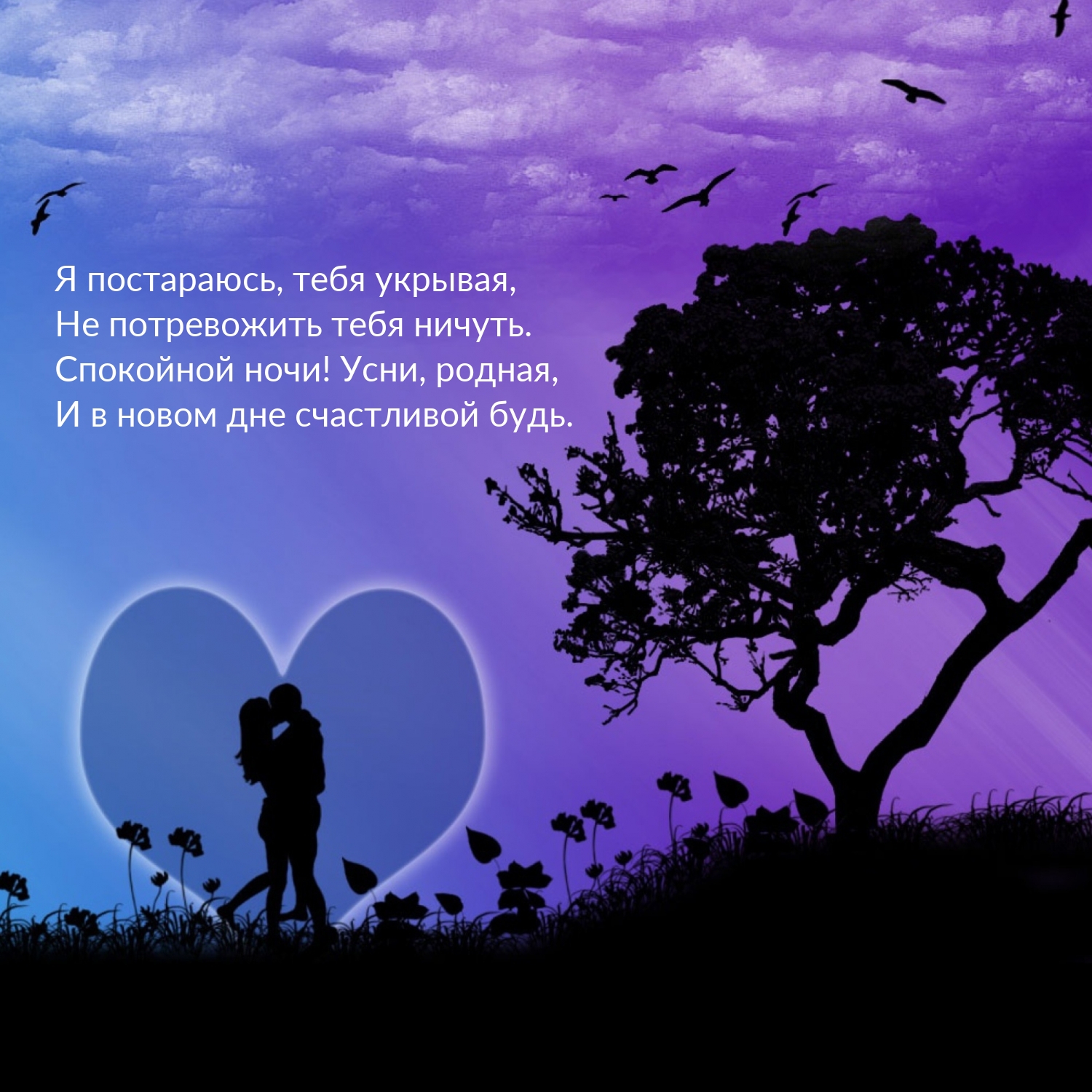 Спокойной ночи! Усни, родная, и в новом дне счастливой будь.