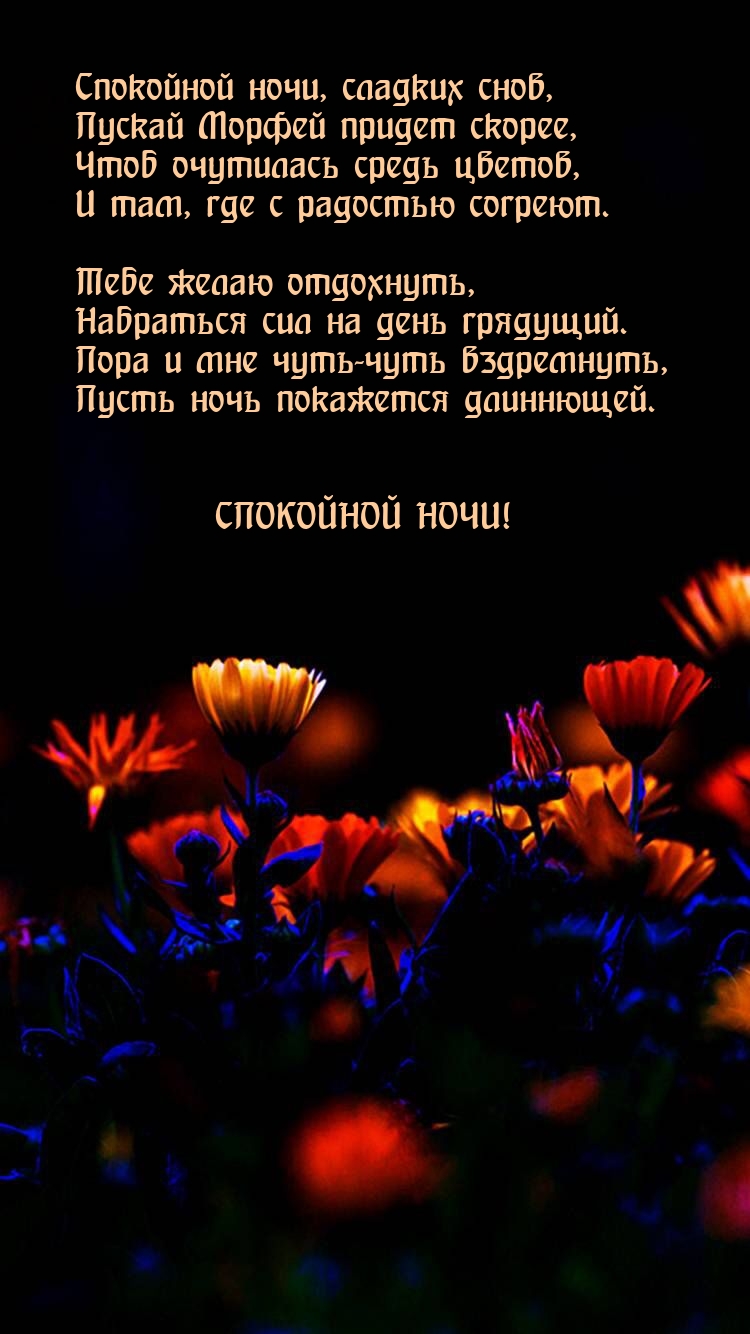 Спокойной ночи, сладких снов, пускай Морфей придет скорее