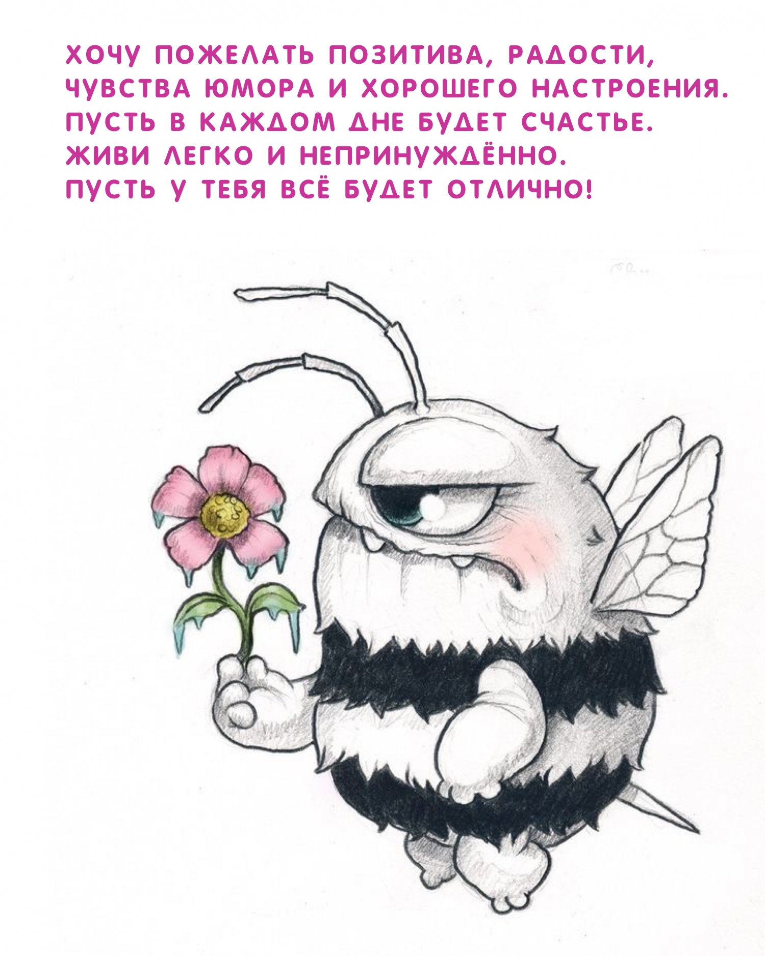 Позитива, радости, чувства юмора и хорошего настроения.
