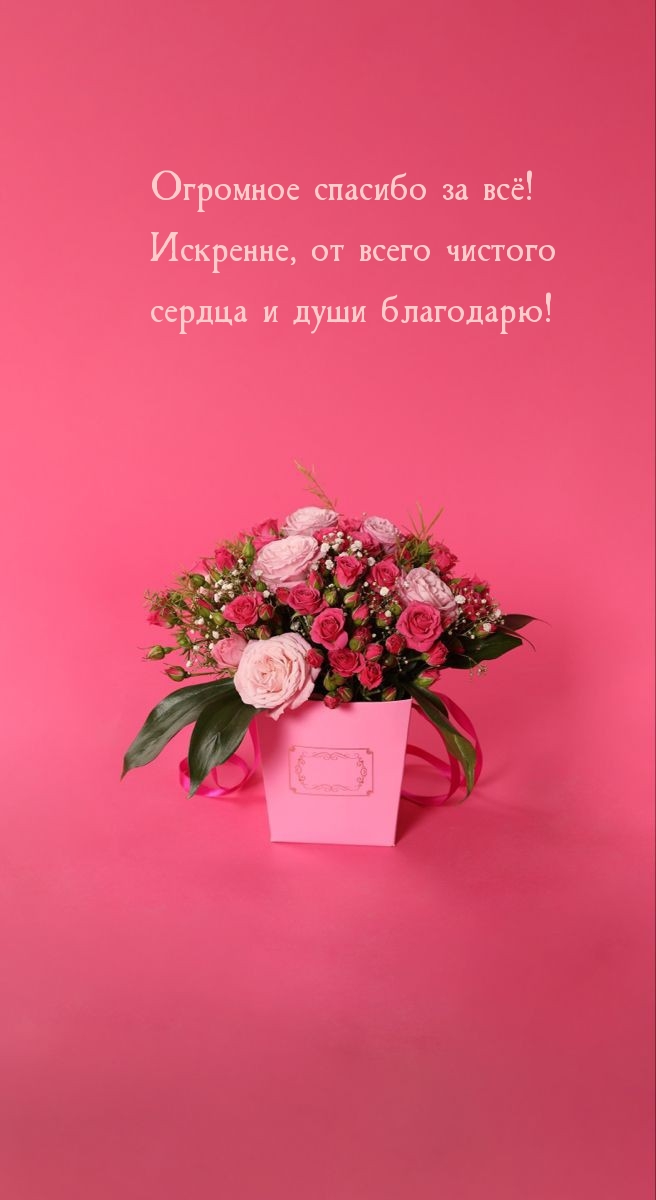 Огромное спасибо за всё! Искренне, от всего чистого сердца