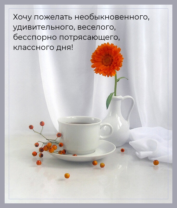 Хочу пожелать потрясающего, классного дня!