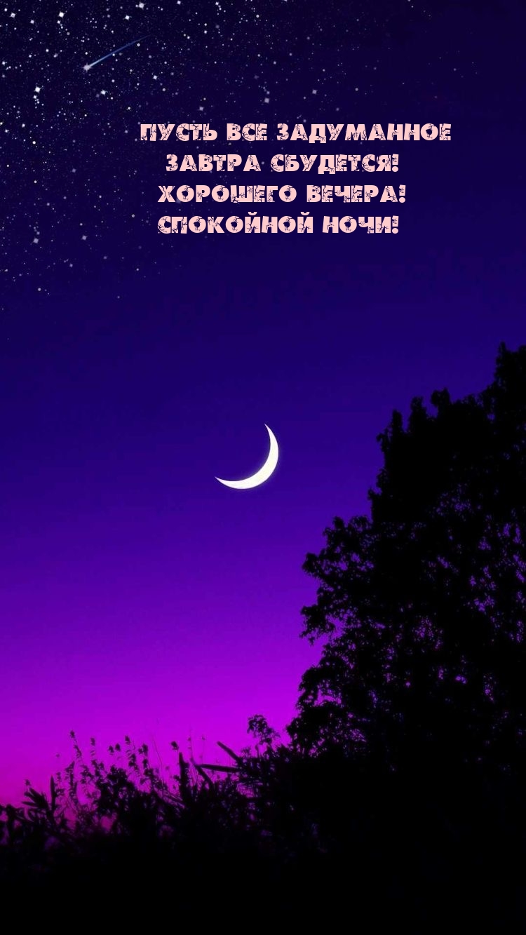 Пусть все задуманное завтра сбудется! Хорошего вечера!