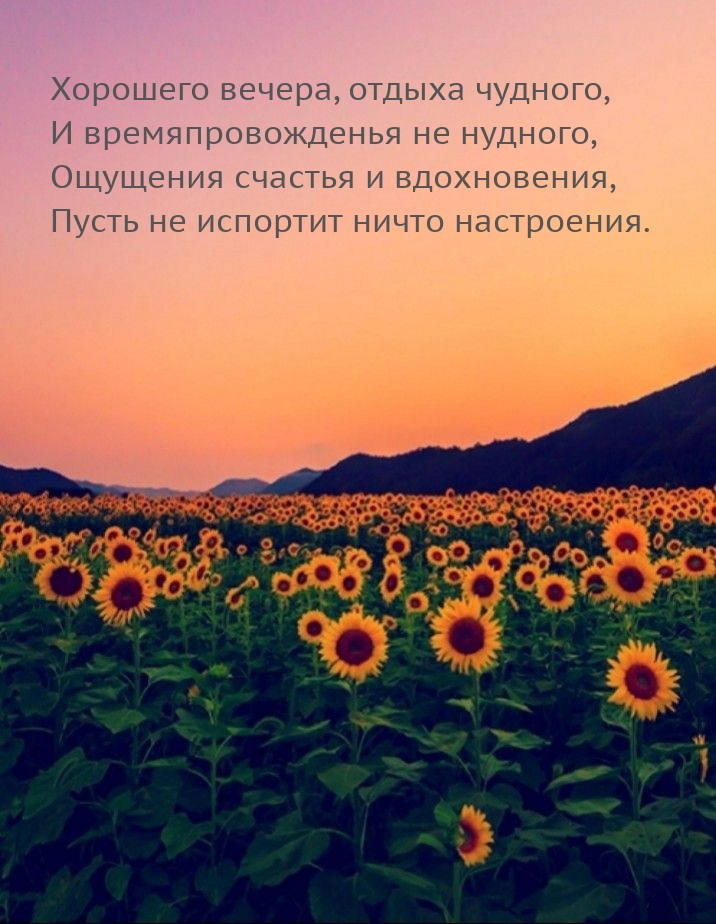 Хорошего вечера, отдыха чудного, и времяпровожденья не нудного