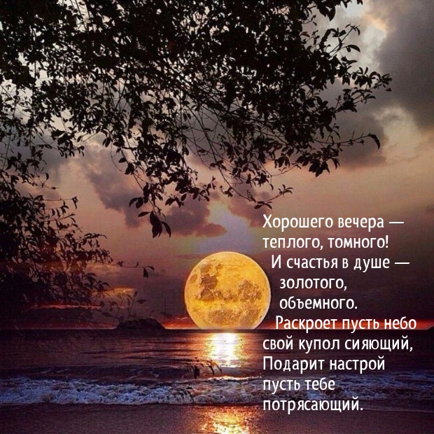 Хорошего вечера — теплого, томного! И счастья в душе