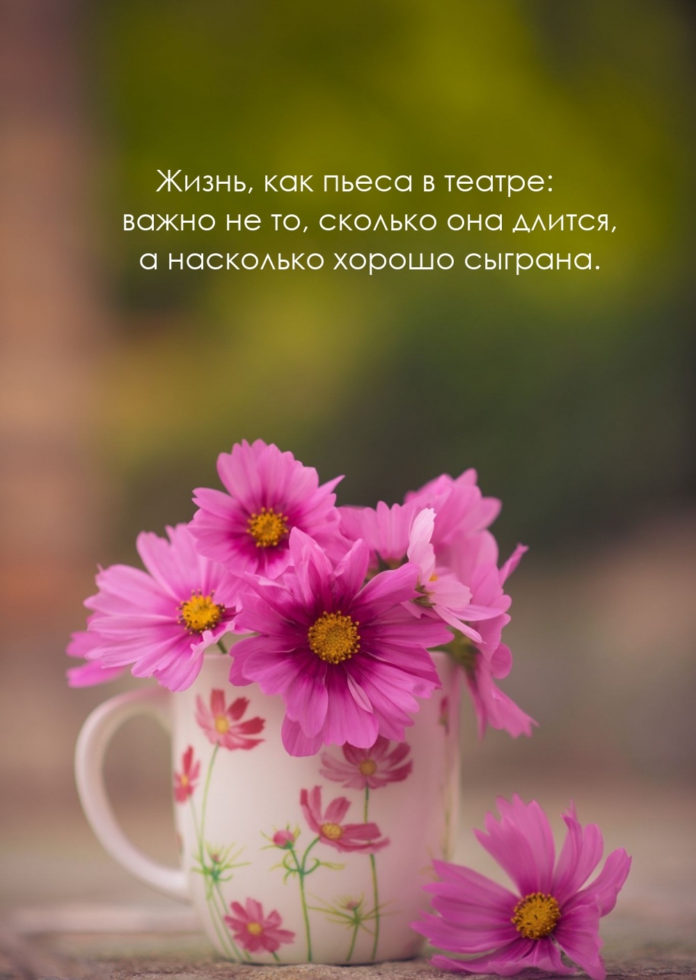 Жизнь, как пьеса в театре: важно не то, сколько она длится