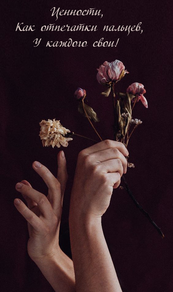 Ценности, как отпечатки пальцев, у каждого свои!