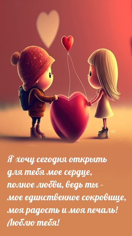 Я хочу сегодня открыть для тебя мое сердце, полное любви