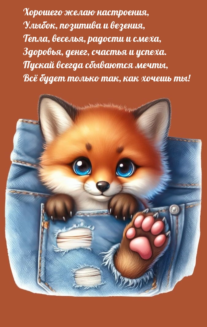 Хорошего желаю настроения, улыбок, позитива и везения