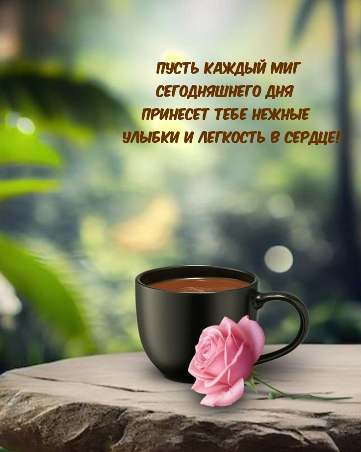 Пусть каждый миг сегодняшнего дня принесет тебе нежные улыбки