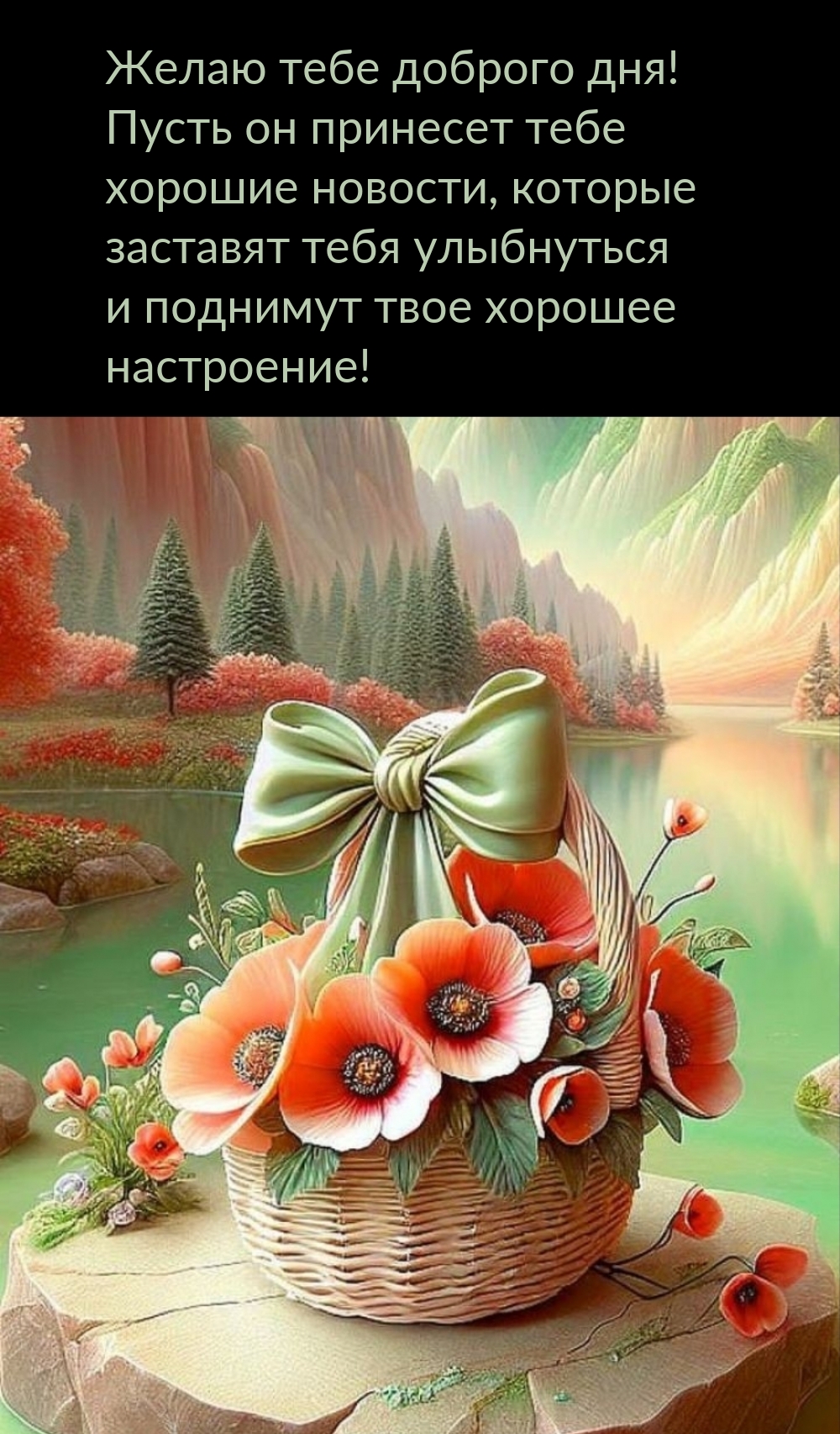 Желаю тебе доброго дня! Пусть он принесет тебе хорошие новости