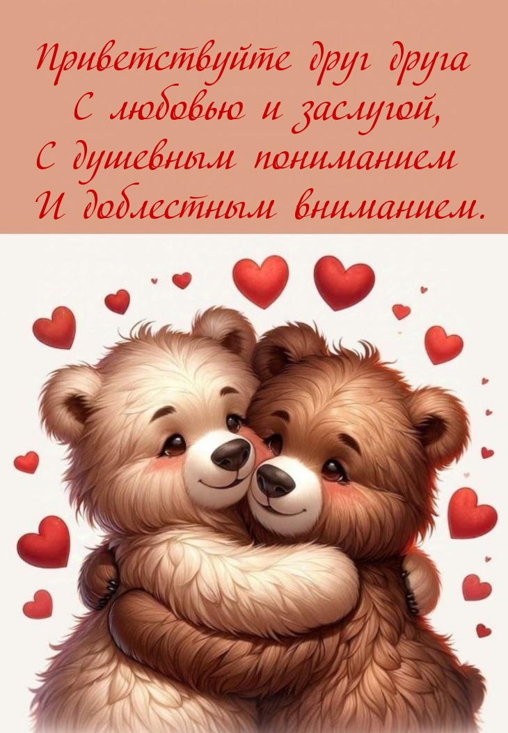 Приветствуйте друг друга с любовью и заслугой