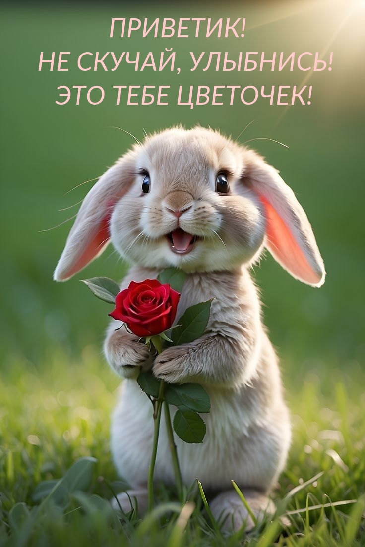 Приветик! Не скучай, улыбнись! Это тебе цветочек!