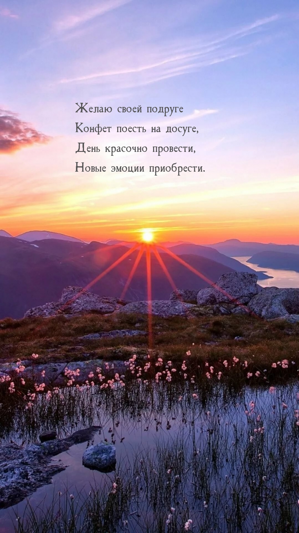 Подруге желаю день красочно провести