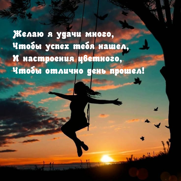 Желаю я удачи много! Чтобы отлично день прошел!