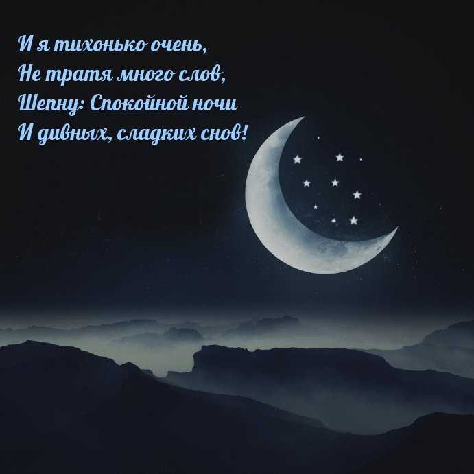 Шепну: Спокойной ночи! И дивных, сладких снов!
