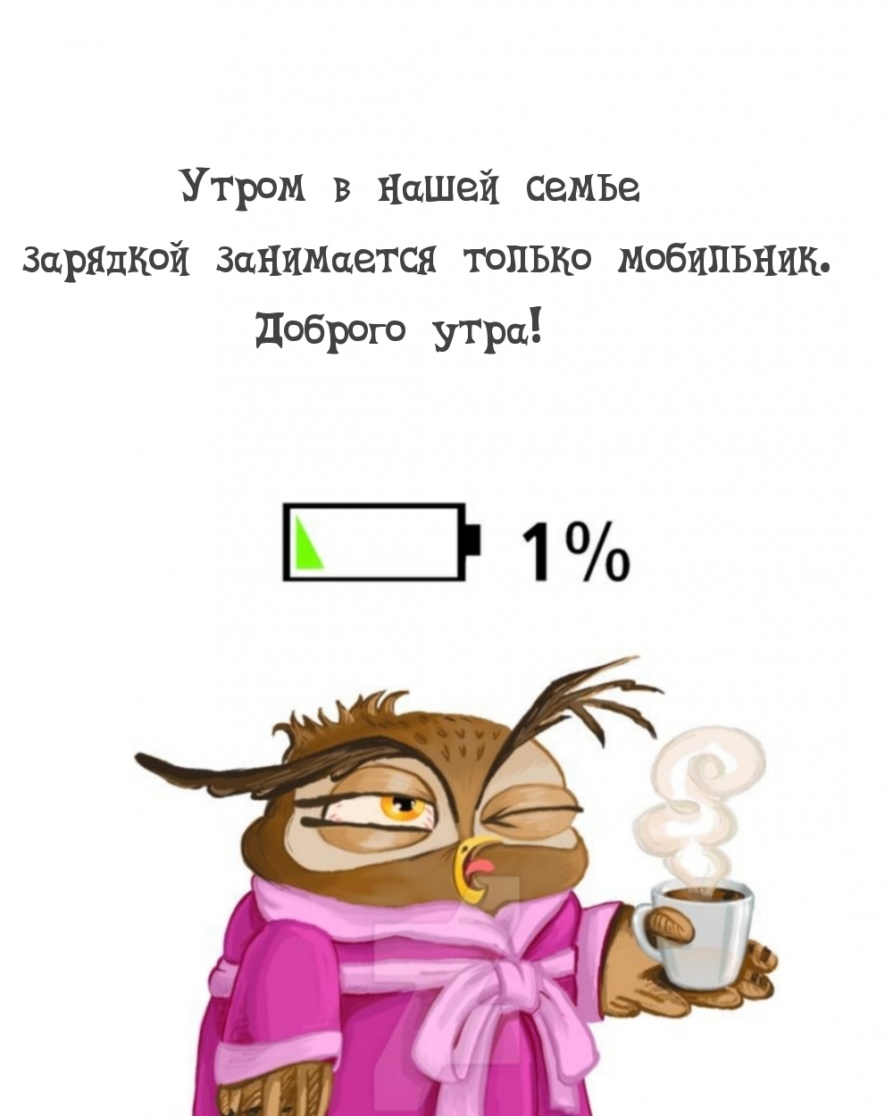 Утром в нашей семье зарядкой занимается только мобильник.