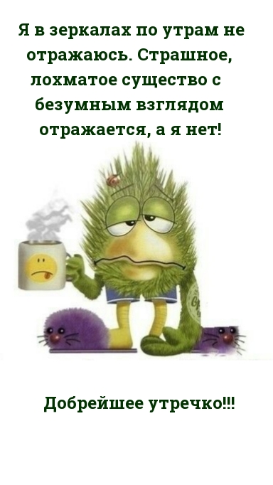 Я в зеркалах по утрам не отражаюсь. Добрейшее утречко!