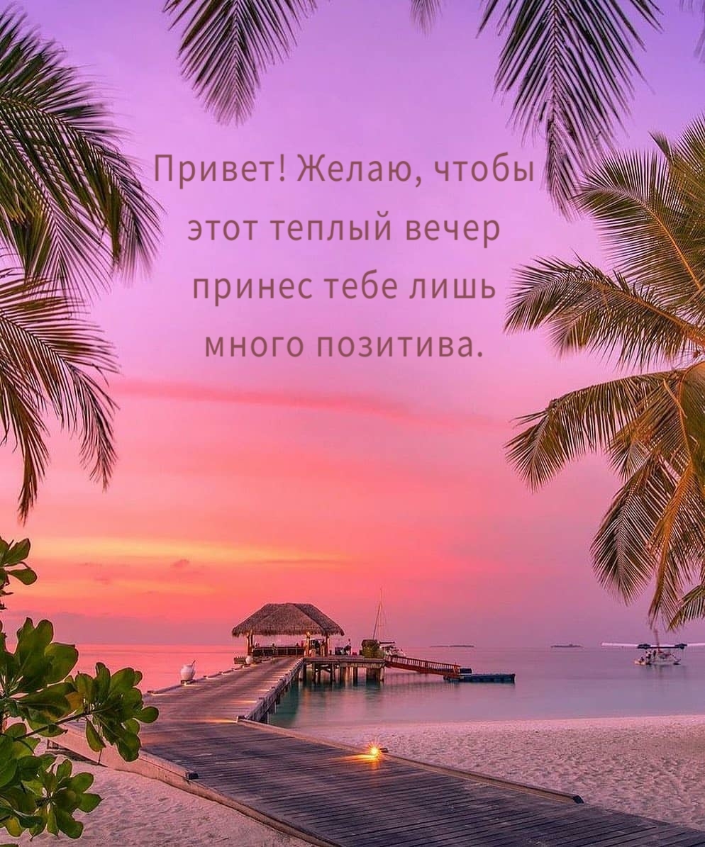 Желаю, чтобы этот теплый вечер принес тебе много позитива.