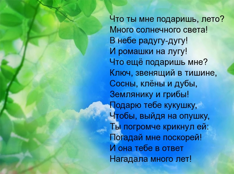 Что ты мне подаришь, лето?