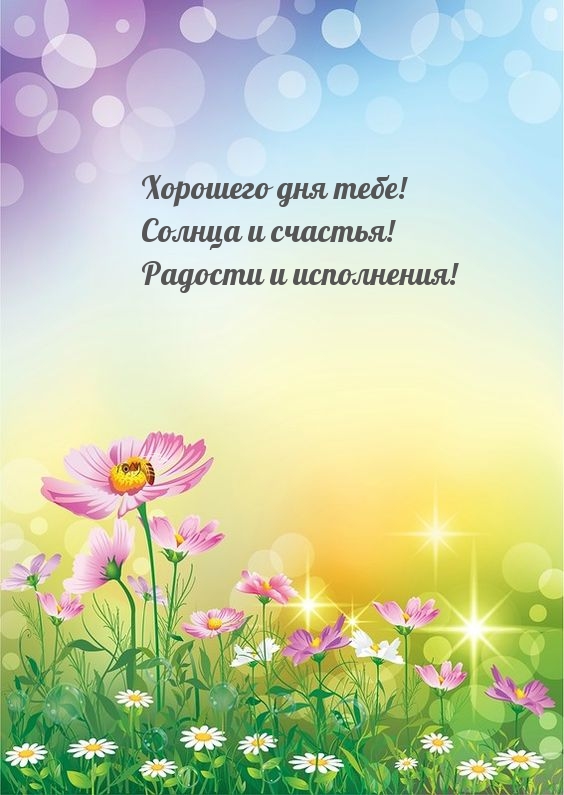 Хорошего дня тебе! Солнца и счастья!
