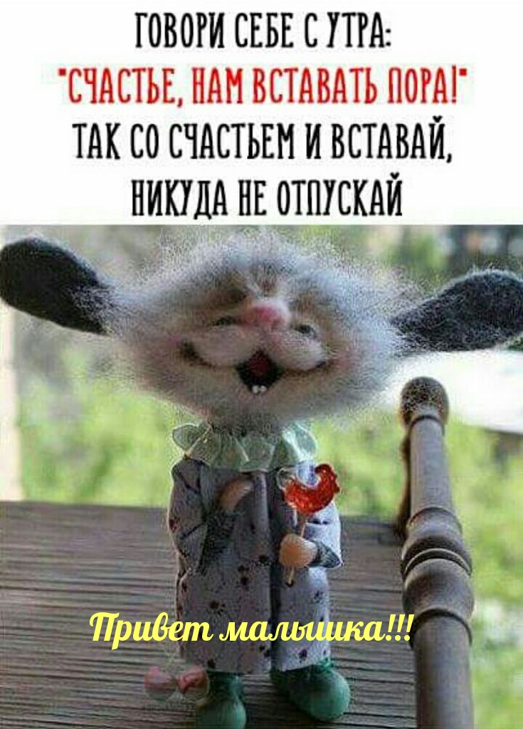 Привет малышка! Говори себе с утра: Счастье, нам вставать пора