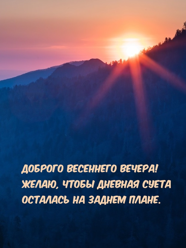 Желаю чтобы дневная суета оставалась на заднем плане.