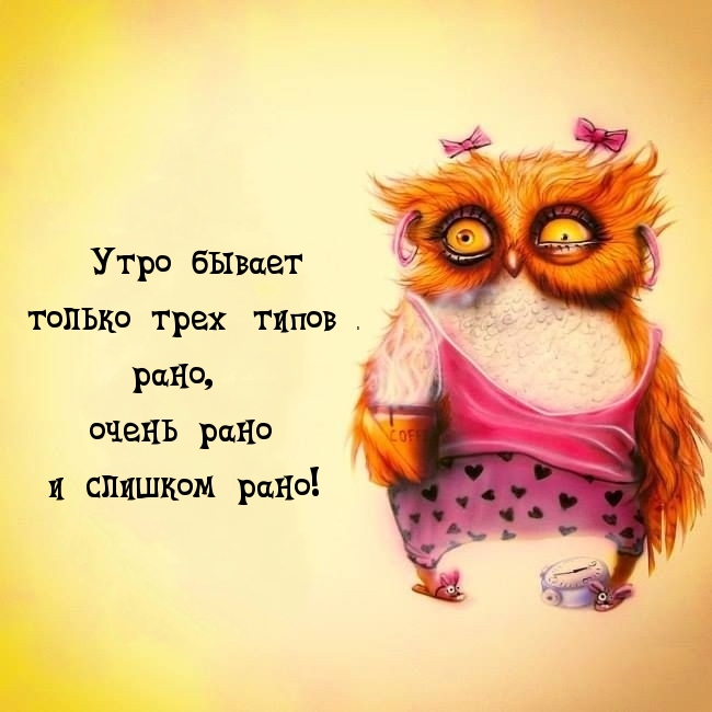 Утро бывает только трех типов — рано, очень рано и слишком рано!