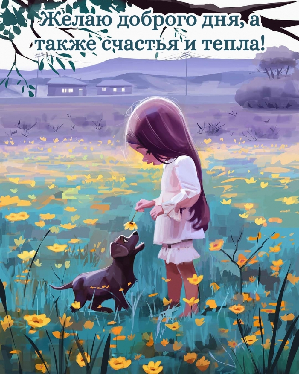 Картинки с надписями.  Желаю доброго дня, а также счастья и тепла!.