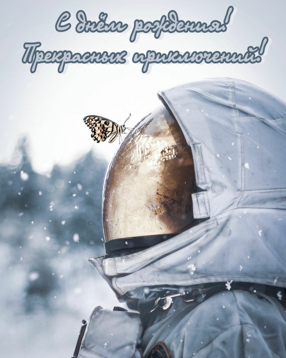 Космонавт и бабочка на день рождения