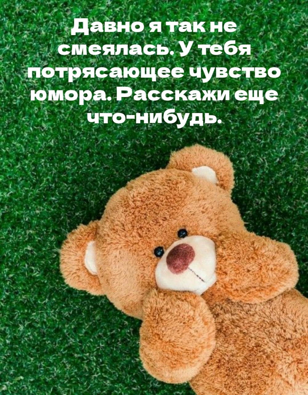 Давно я так не смеялась. У тебя потрясающее чувство юмора.