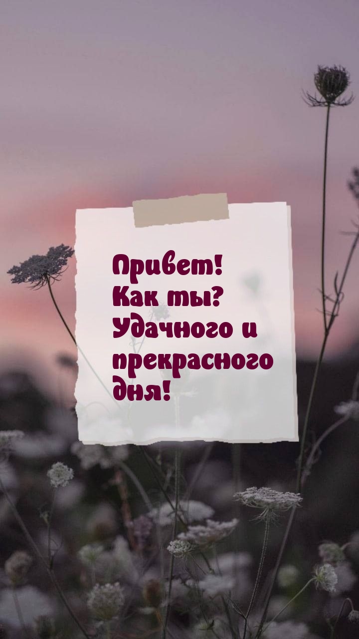 Привет! Как ты? Удачного и прекрасного дня!