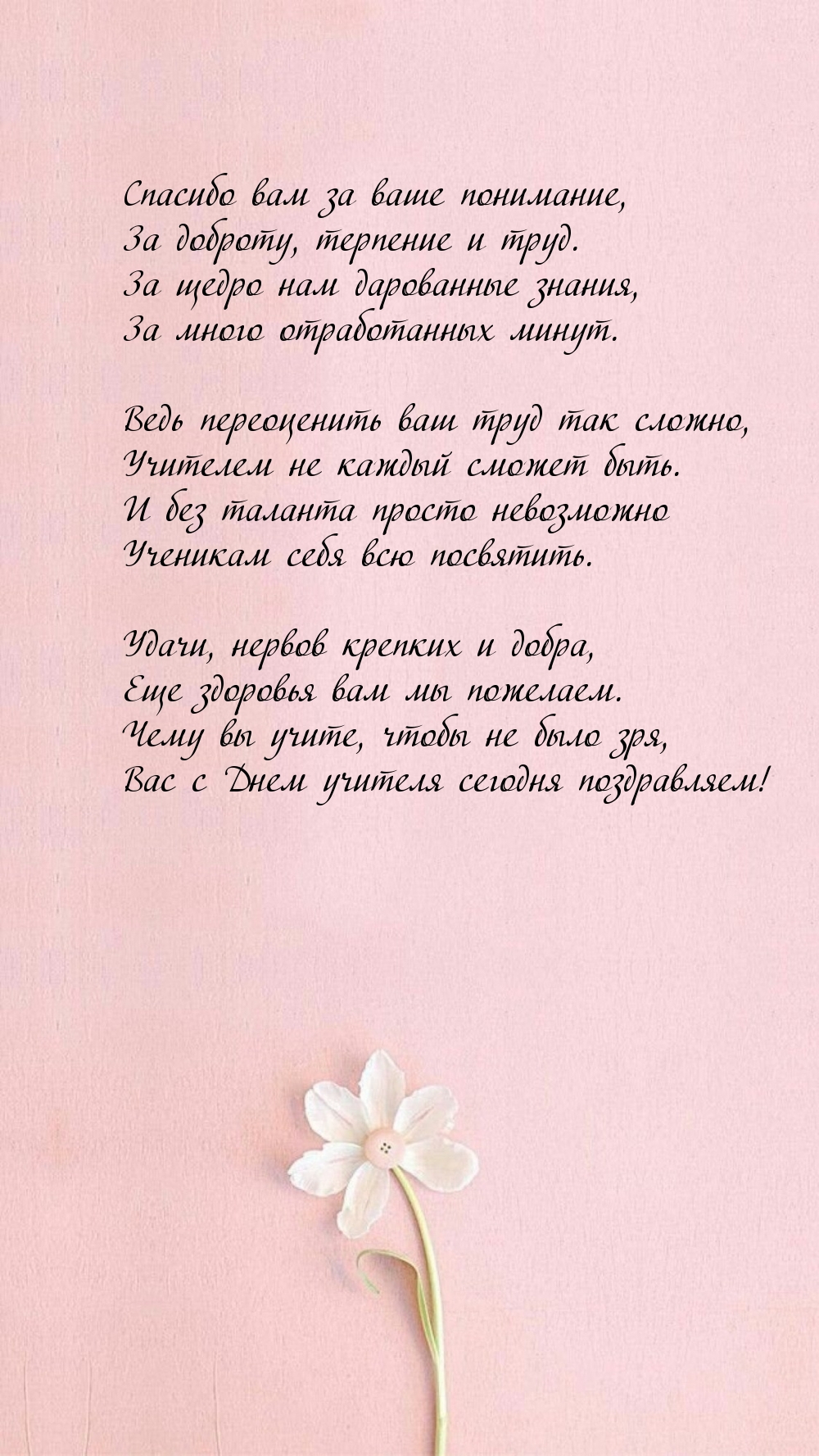 Спасибо вам за ваше понимание. С Днем учителя сегодня!