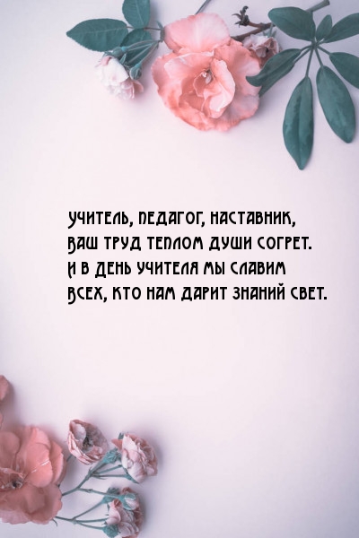 Учитель, педагог, наставник, Ваш труд теплом души согрет.