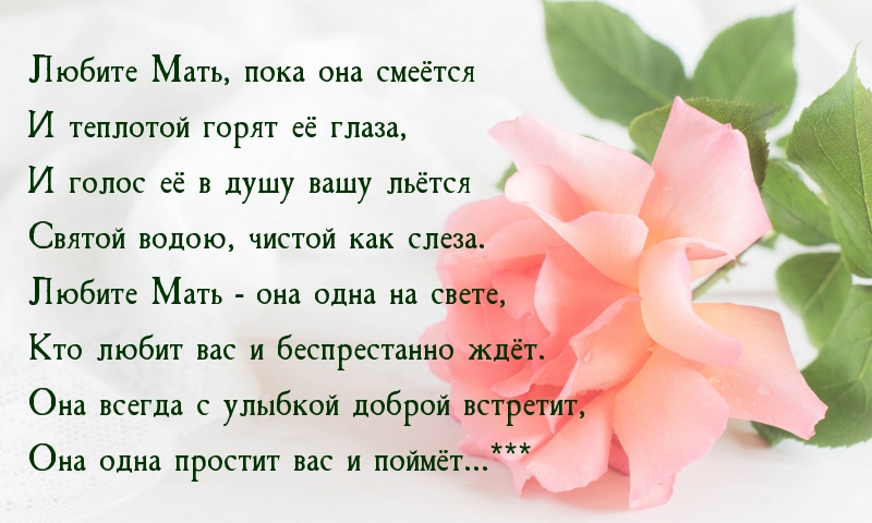 Любите Мать, пока она смеётся и теплотой горят её глаза