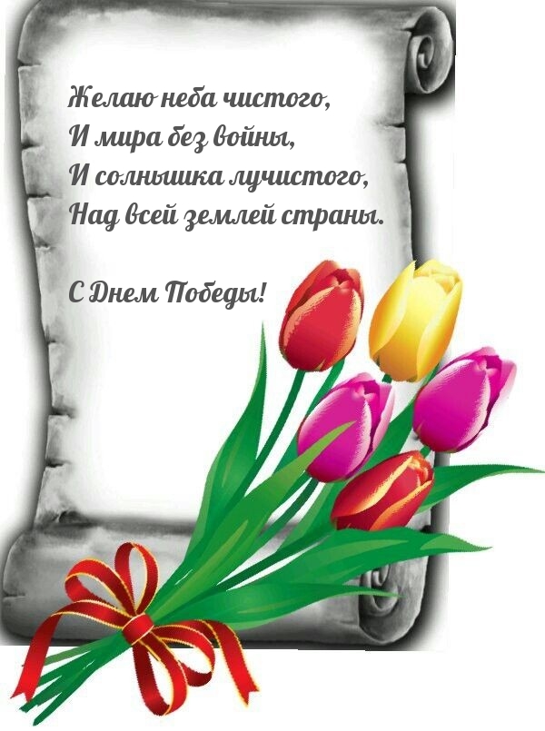 С Днем Победы! Желаю неба чистого, и мира без войны
