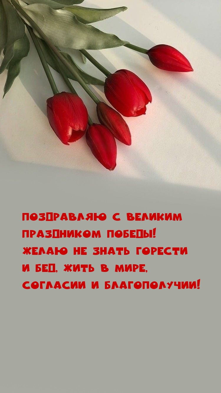 Поздравляю с великим праздником Победы! Желаю не знать горести