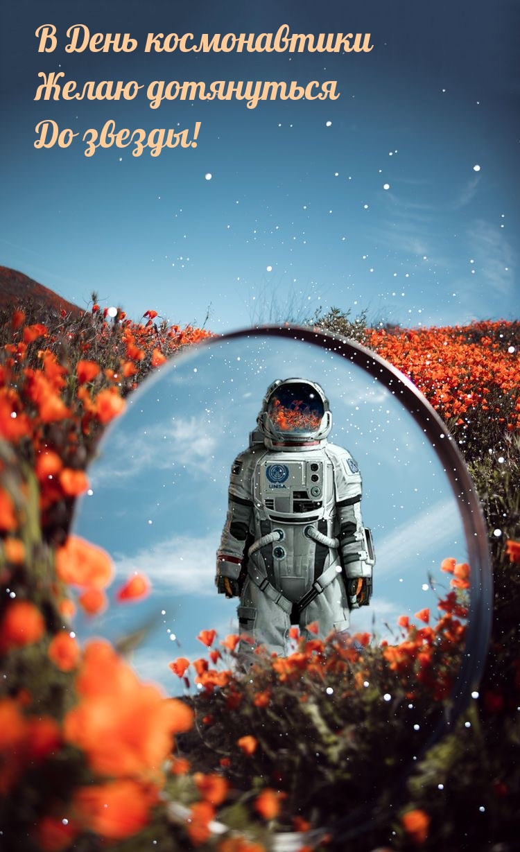 В День космонавтики Желаю дотянуться До звезды!