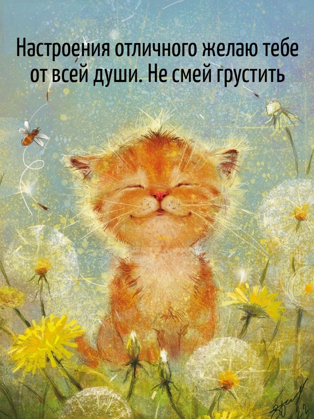 Настроения отличного желаю тебе от всей души. Не смей грустить