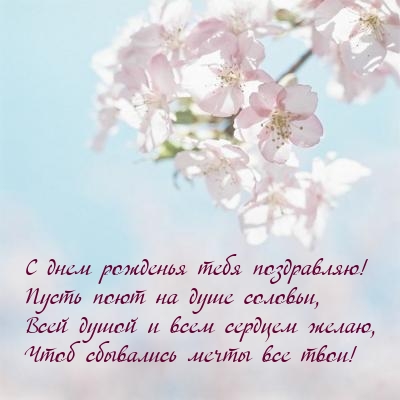 С днем рожденья тебя поздравляю! Пусть поют на душе соловьи