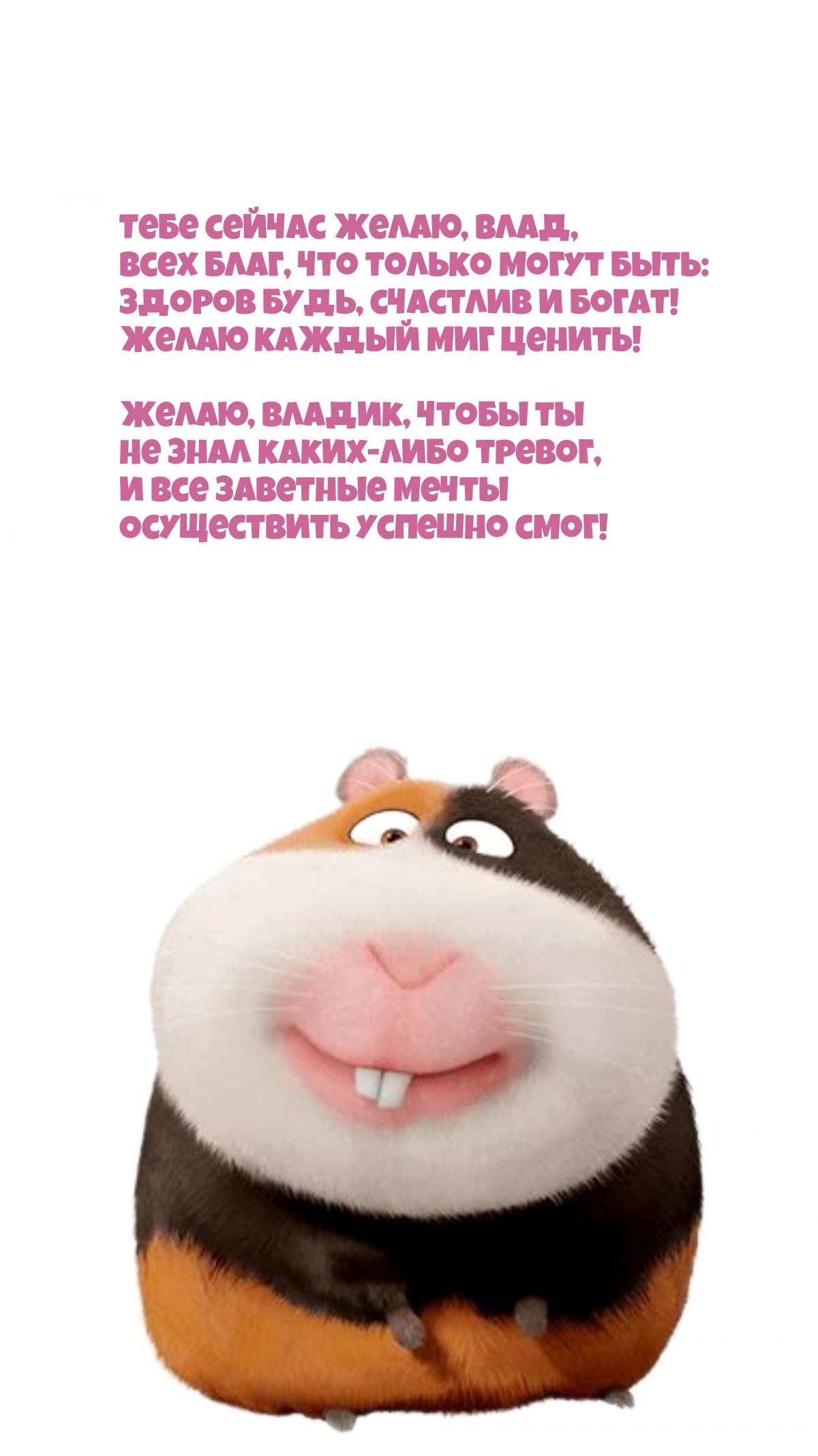 Тебе сейчас желаю, Влад, всех благ, что только могут быть