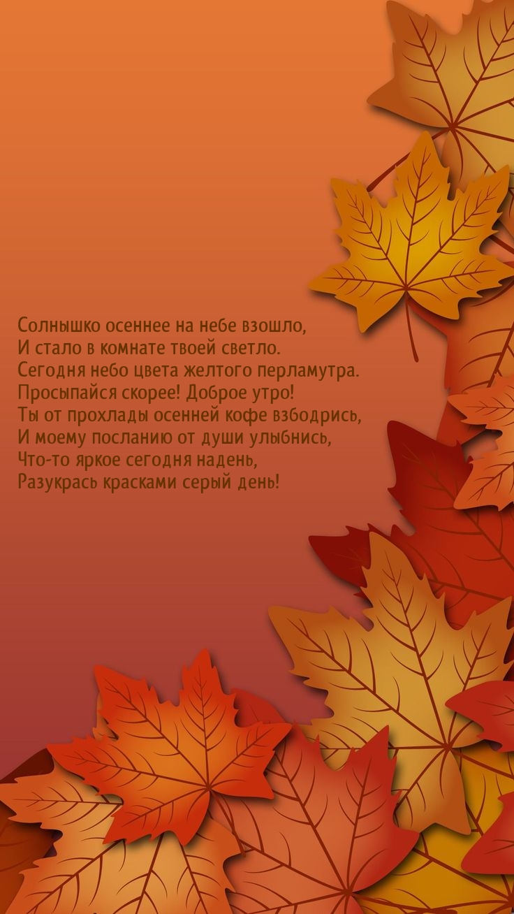 Солнышко осеннее на небе взошло, и стало в комнате твоей светло.